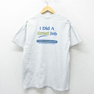 L★古着 半袖 ビンテージ Tシャツ メンズ 00年代 00s Great Job クルーネック 薄グレー 霜降り 24may16 中古(Tシャツ/カットソー(半袖/袖なし))