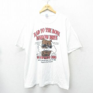 XL★古着 半袖 ビンテージ Tシャツ メンズ 00年代 00s ブルドッグ 大きいサイズ クルーネック 白 ホワイト 24may16 中古(Tシャツ/カットソー(半袖/袖なし))