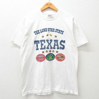 ヘインズ(Hanes)のL★古着 ヘインズ Hanes 半袖 ビンテージ Tシャツ メンズ 00年代 00s テキサス 星 クルーネック 白 ホワイト 24may16 中古(Tシャツ/カットソー(半袖/袖なし))