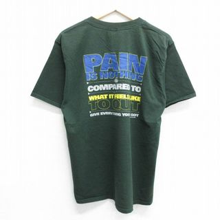 L★古着 半袖 ビンテージ Tシャツ メンズ 00年代 00s PAIN IS NOTHING クルーネック 緑 グリーン 24may16 中古(Tシャツ/カットソー(半袖/袖なし))