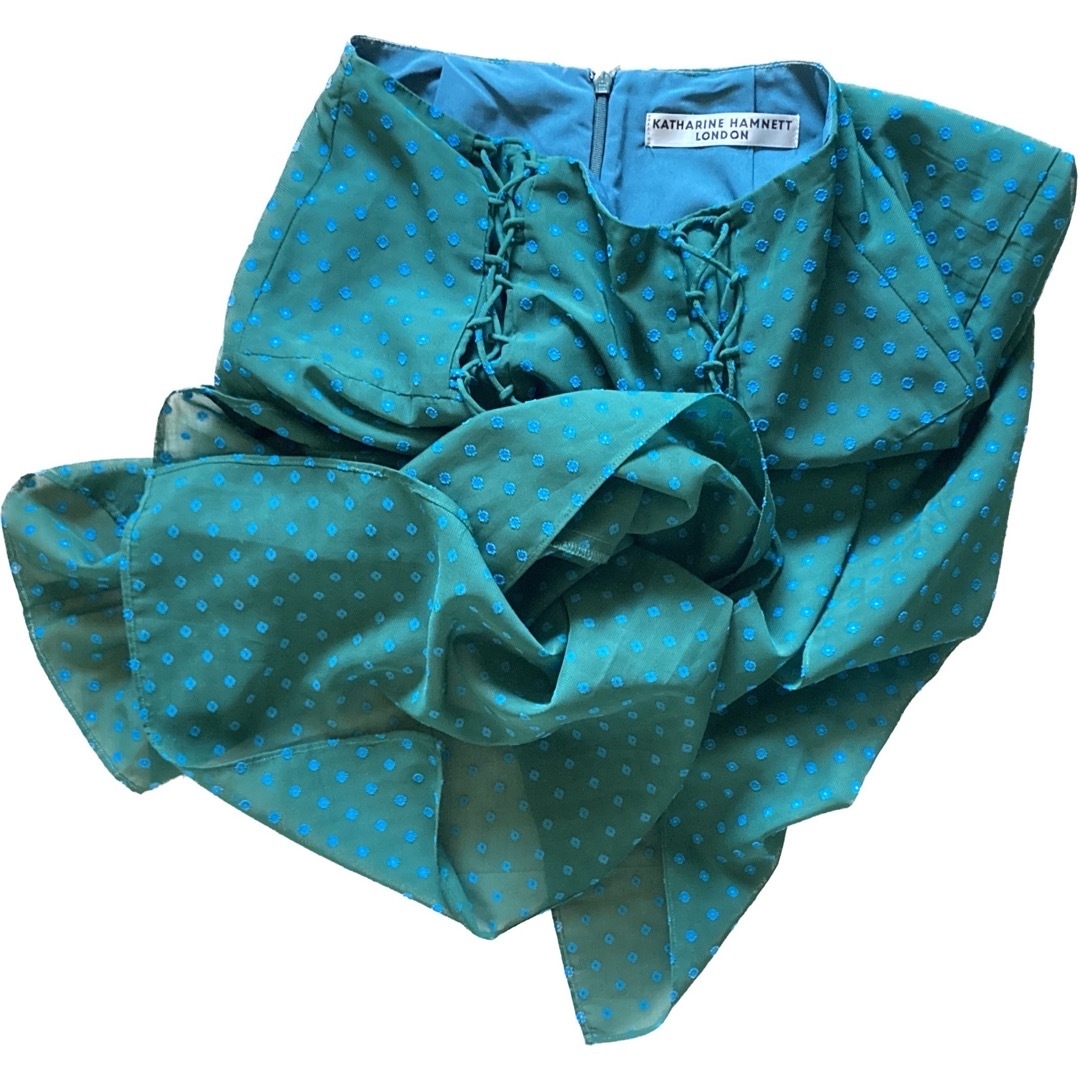 KATHARINE HAMNETT(キャサリンハムネット)のロングタイトスリットスカート／シアー・ドット・グリーン（キャサリンハムネット） レディースのスカート(ロングスカート)の商品写真