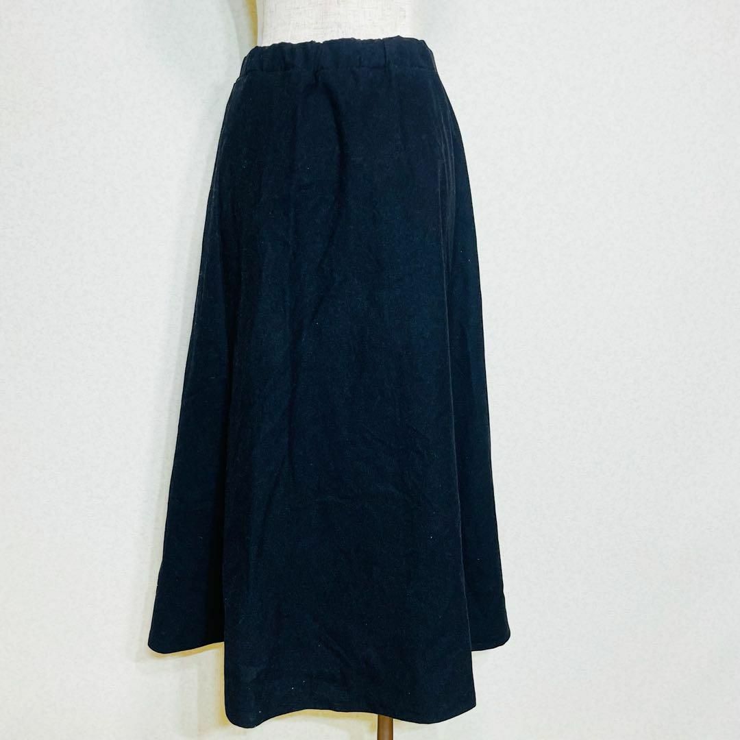 MUJI (無印良品)(ムジルシリョウヒン)の良品計画 無印良品 MUJI ロング フレア スカート フェルト 黒  471 レディースのスカート(ロングスカート)の商品写真