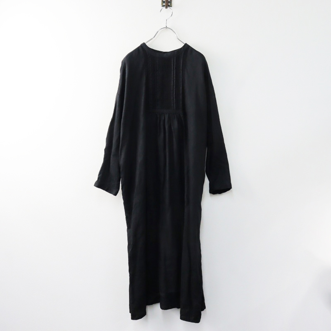 nest Robe(ネストローブ)のネストローブ nest Robe リネンレース付きワンピース F/ブラック ピンタック ギャザー ドレス フレア【2400013858120】 レディースのワンピース(その他)の商品写真