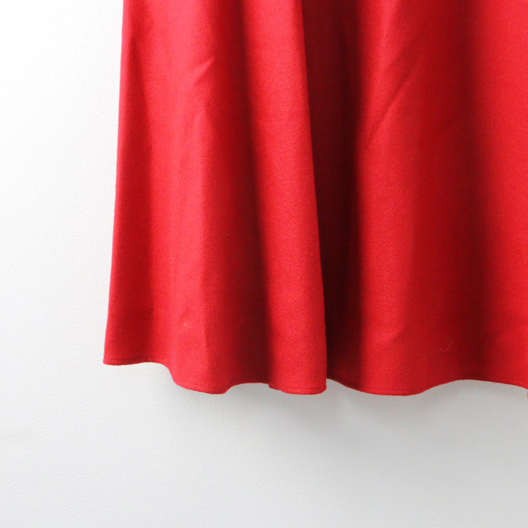 大きいサイズ オンワード樫山 組曲 ウールソフトジョーゼットフレアスカート 6/レッド ボトムス ロング【2400013861168】 レディースのスカート(ひざ丈スカート)の商品写真