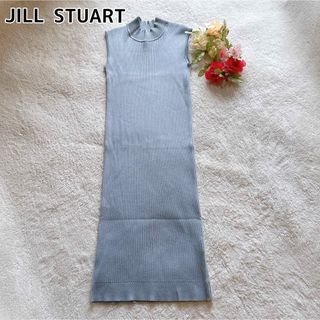 ジルスチュアート(JILLSTUART)のジルスチュアート リブニット ワンピース モックネック ノースリーブ Fサイズ(ひざ丈ワンピース)