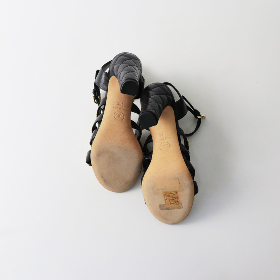 CHANEL(シャネル)の極美品 シャネル CHANEL G31732 ミニココマーク付 チェーンモチーフ アンクルストラップサンダル 36C(約23cm)//ブラック【2400013866941】 レディースの靴/シューズ(サンダル)の商品写真