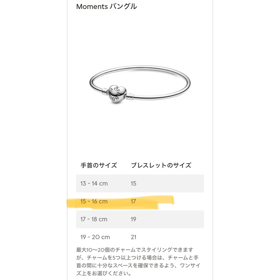 PANDORA(パンドラ)のPandora パンドラ　ブレスレット　ハングル　チャーム　17 アクセサリー レディースのアクセサリー(ブレスレット/バングル)の商品写真