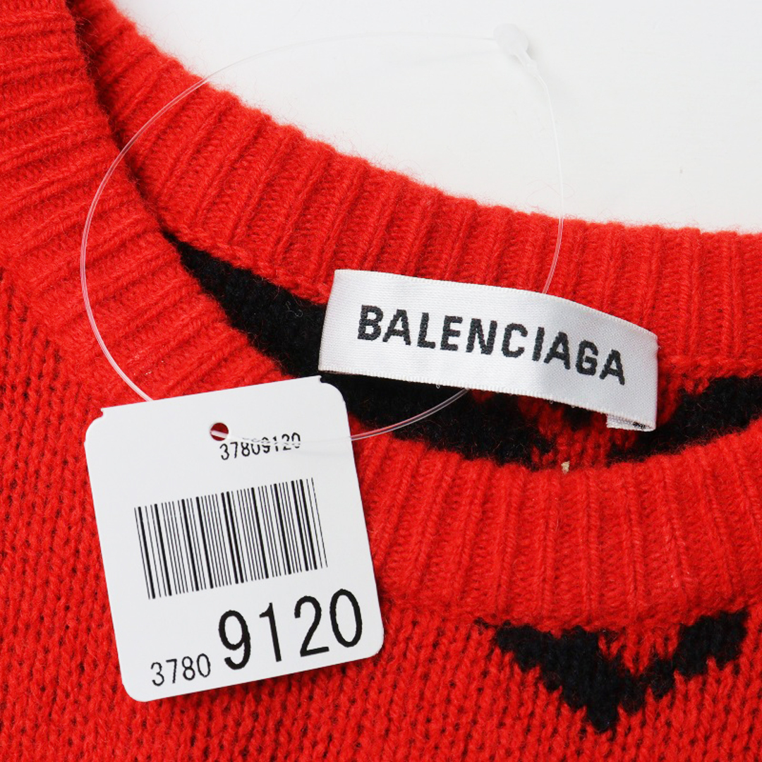 Balenciaga(バレンシアガ)のJPタグ バレンシアガ BALENCIAGA ジャガードロゴ オーバーサイズ ニットプルオーバー XS/レッド 赤 セーター【2400013866224】 レディースのトップス(ニット/セーター)の商品写真