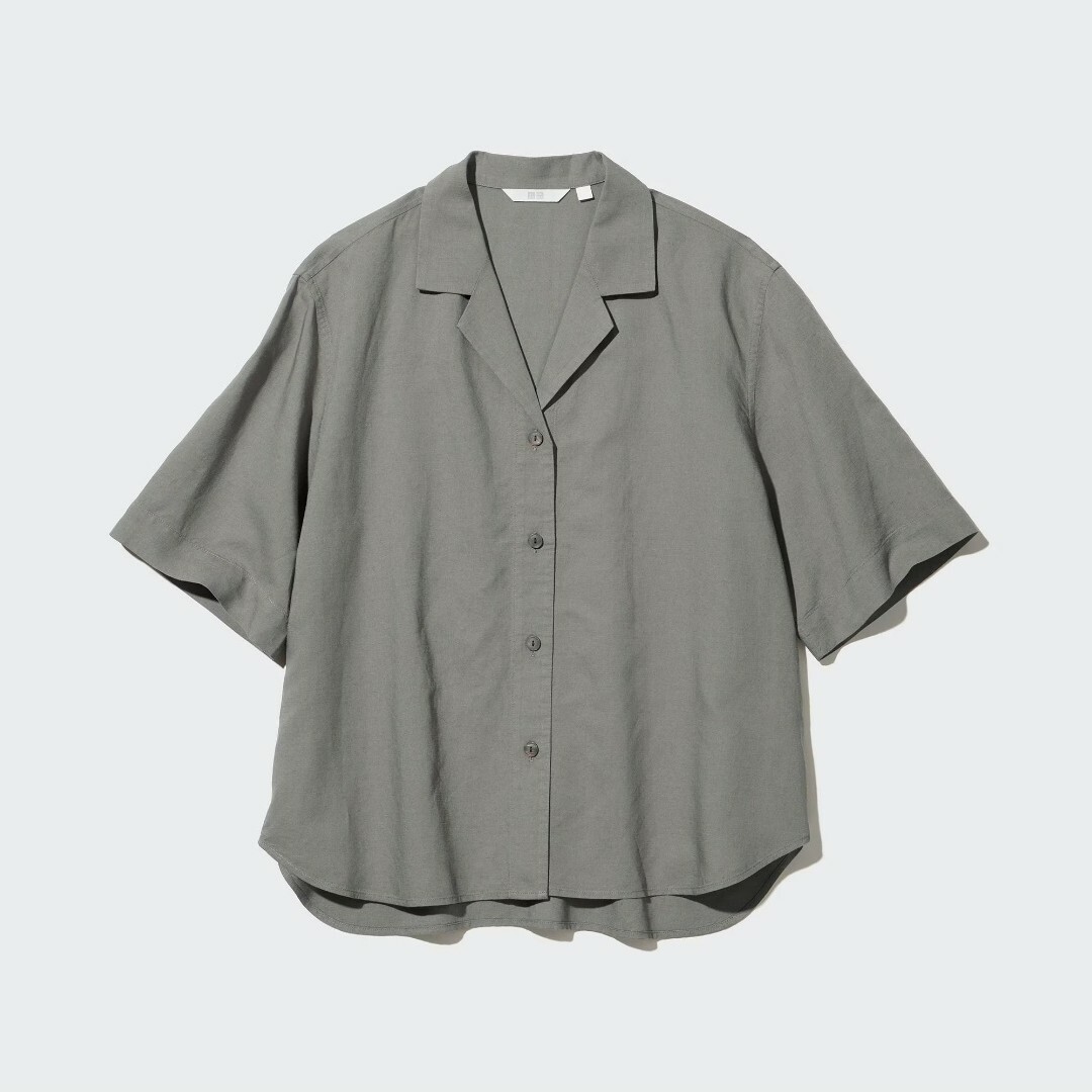 UNIQLO(ユニクロ)のリネンブレンド　オープンカラーシャツ レディースのトップス(シャツ/ブラウス(半袖/袖なし))の商品写真