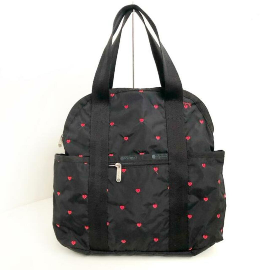 LeSportsac(レスポートサック)のLESPORTSAC(レスポートサック) リュックサック - 黒×レッド ハート柄/刺繍/2way レスポナイロン レディースのバッグ(リュック/バックパック)の商品写真