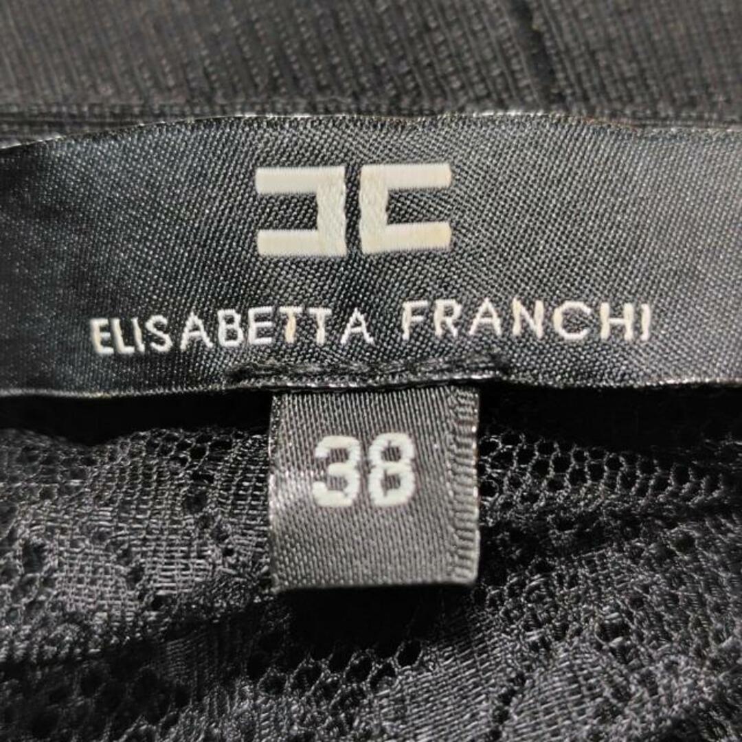 ELISABETTA FRANCHI(エリザベッタフランキ) ワンピース サイズ38 M レディース - 黒 Vネック/半袖/ひざ丈/レース レディースのワンピース(その他)の商品写真