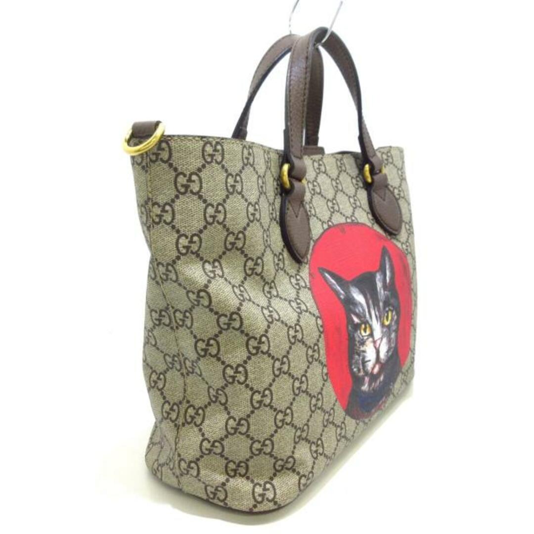 Gucci(グッチ)のGUCCI(グッチ) トートバッグ ミスティックキャット/GGプラス・GGスプリーム 473887 ベージュ×ダークブラウン×マルチ PVC(塩化ビニール)×レザー レディースのバッグ(トートバッグ)の商品写真