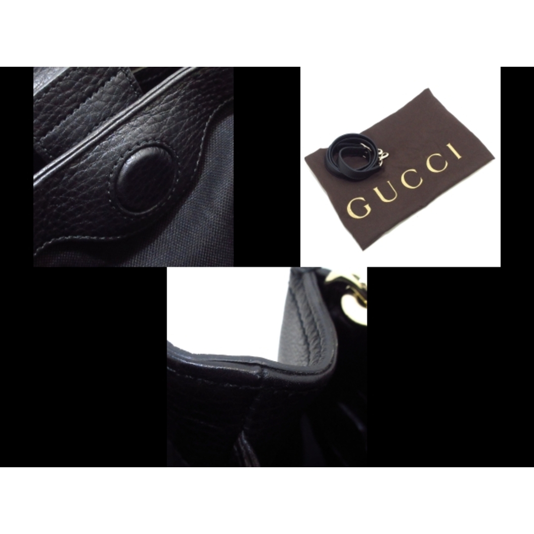 Gucci(グッチ)のGUCCI(グッチ) トートバッグ バンブーショッパースモールレザー 336032 黒 レザー×バンブー レディースのバッグ(トートバッグ)の商品写真