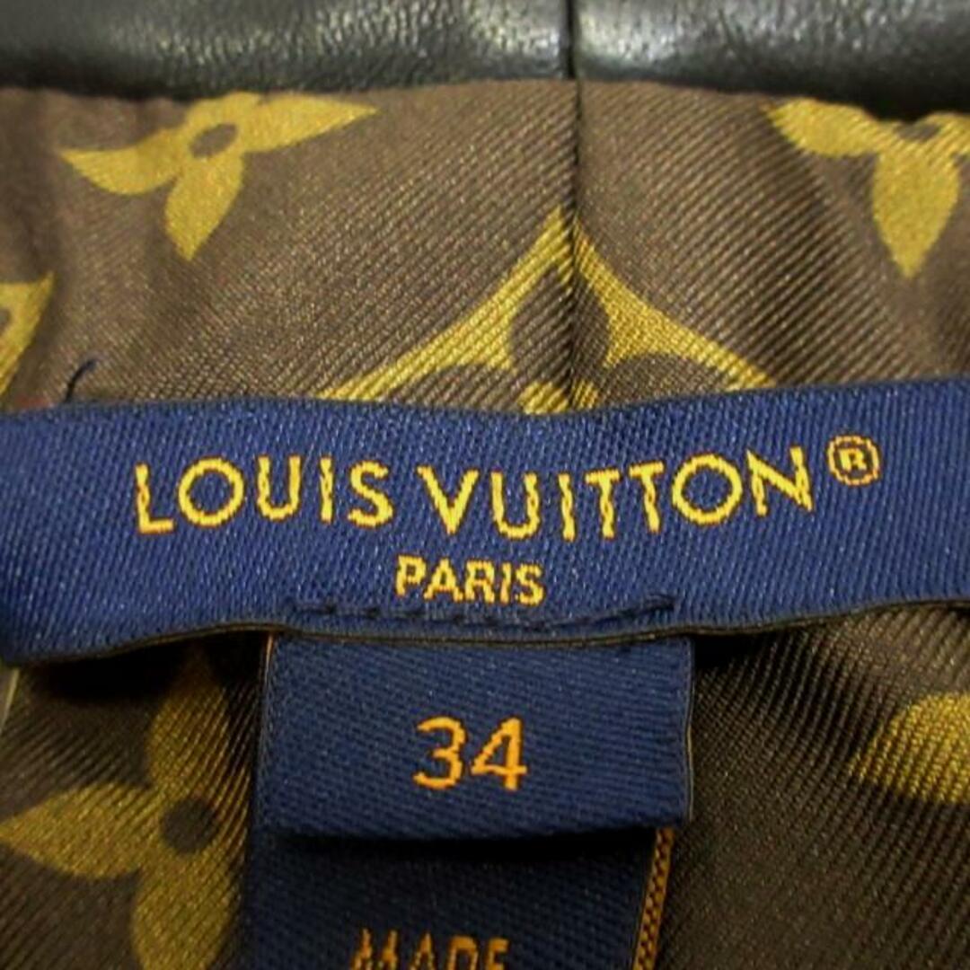 LOUIS VUITTON(ルイヴィトン)のLOUIS VUITTON(ルイヴィトン) ワンピース サイズ34 S レディース ピンストライプレザーフィットドレス 1AC2NJ / RW232WB ZB8 FPLD99 黒 ラムレザー/ジップアップ/裏地モノグラム柄/Vネック/ノースリーブ/ロング丈 ラムスキン レディースのワンピース(その他)の商品写真