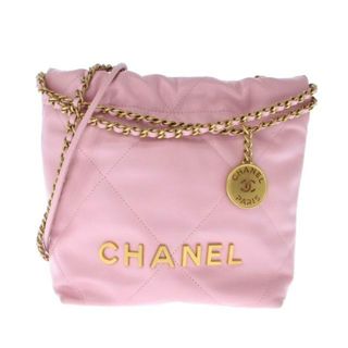 シャネル(CHANEL)のCHANEL(シャネル) ショルダーバッグ レディース美品  CHANEL 22 ミニ ハンドバッグ AS3980 ピンク チェーンショルダー/ゴールド金具 シャイニーカーフスキン (ショルダーバッグ)