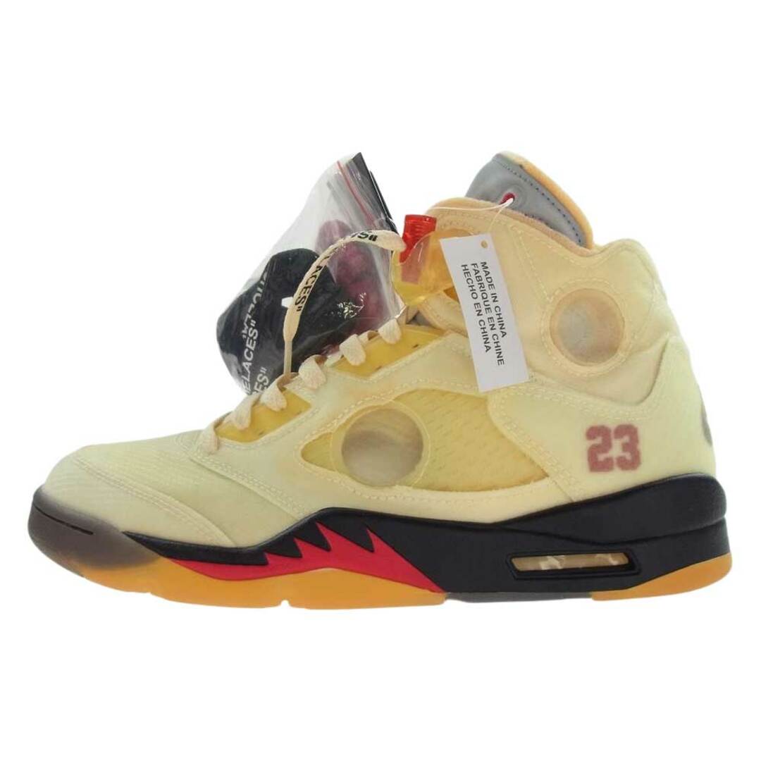 NIKE(ナイキ)のNIKE ナイキ スニーカー DH8565-100 フェイクバスターズ鑑定済 × Off-White オフホワイト Air Jordan 5 Sail エアジョーダン5 セイル スニーカー イエロー系 28cm【中古】 メンズの靴/シューズ(スニーカー)の商品写真