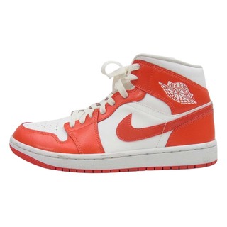 NIKE AIR JORDAN ナイキ ジョーダン スニーカー BQ6472-116 WMNS AIR JORDAN 1 MID WHITE HABANERO RED AJ1 ウィメンズ エアジョーダン ホワイト ハバネロレッド スニーカー ホワイト系 オレンジ系 27.5cm【中古】(スニーカー)