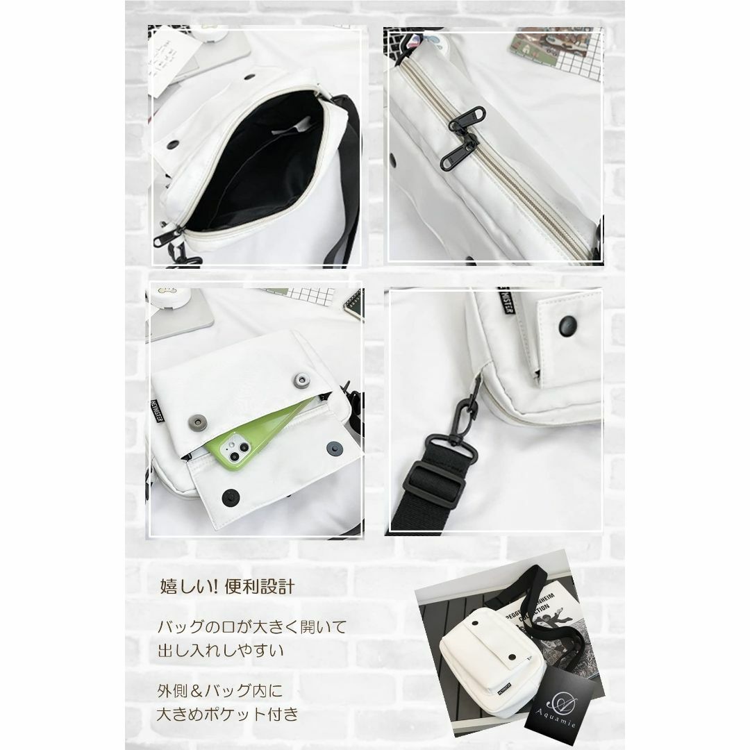 【色: ホワイト】[Aquamie] ミニ ショルダー ナイロン バッグ 斜めが レディースのバッグ(その他)の商品写真