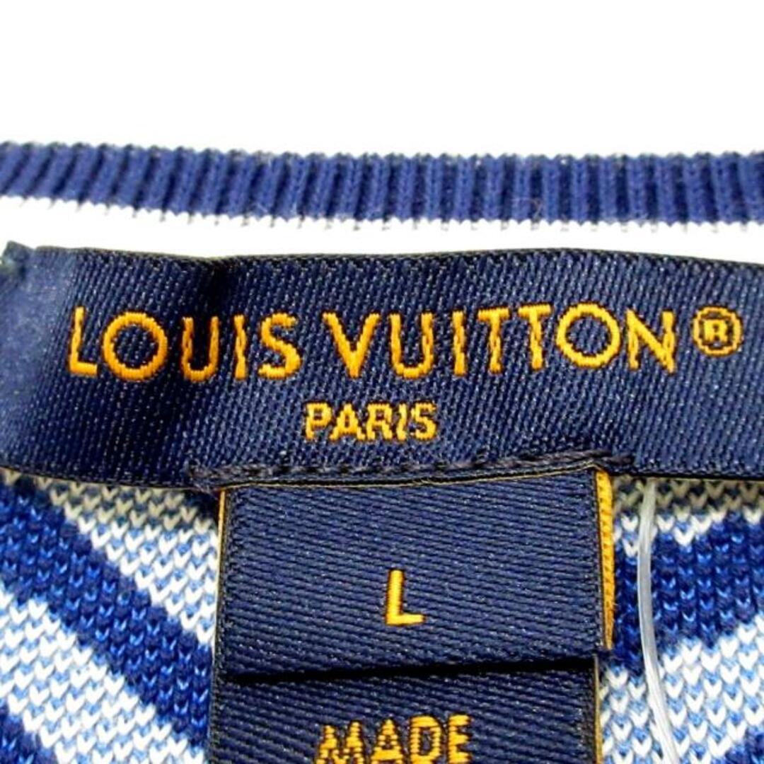 LOUIS VUITTON(ルイヴィトン)のLOUIS VUITTON(ルイヴィトン) 長袖セーター サイズL レディース LV バイ・ザ・プール モノグラムタイルジャカードプルオーバー RW232W AHM FPKL15 白×ブルー×ダークネイビー 綿、シルク レディースのトップス(ニット/セーター)の商品写真