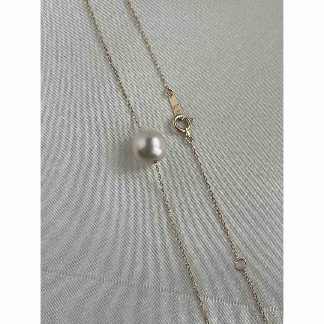 新品　あこや真珠　一粒貫通ネックレス　10金　パールネックレス　akoya レディースのアクセサリー(ネックレス)の商品写真