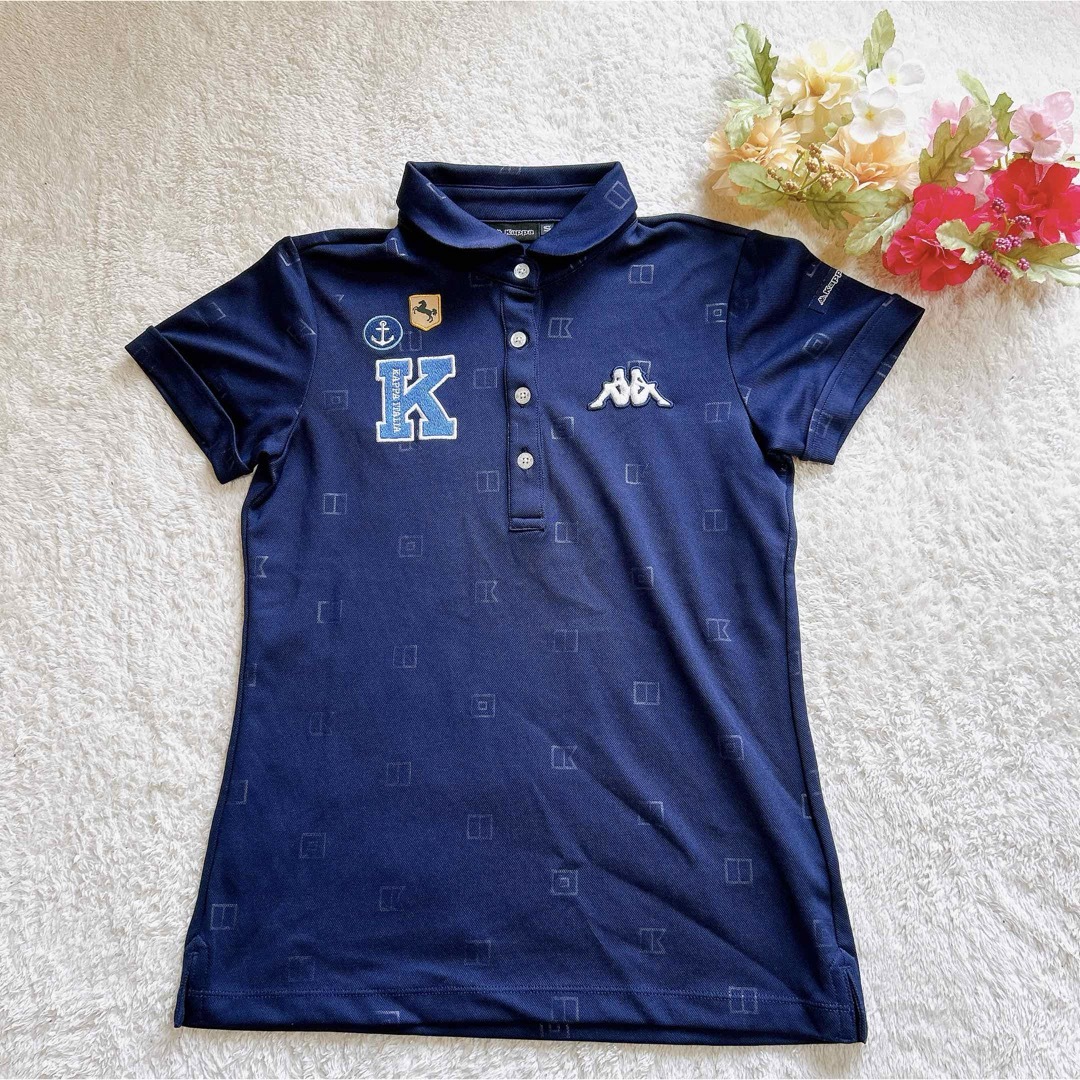 Kappa(カッパ)のKAPPA レディースポロシャツ ネイビー スポーツ 刺繍ポイント レディースのトップス(ポロシャツ)の商品写真