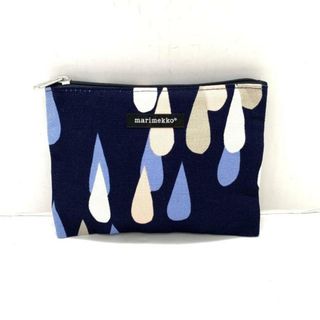 マリメッコ(marimekko)のmarimekko(マリメッコ) ポーチ美品  - ネイビー×ベージュ×マルチ キャンバス(ポーチ)