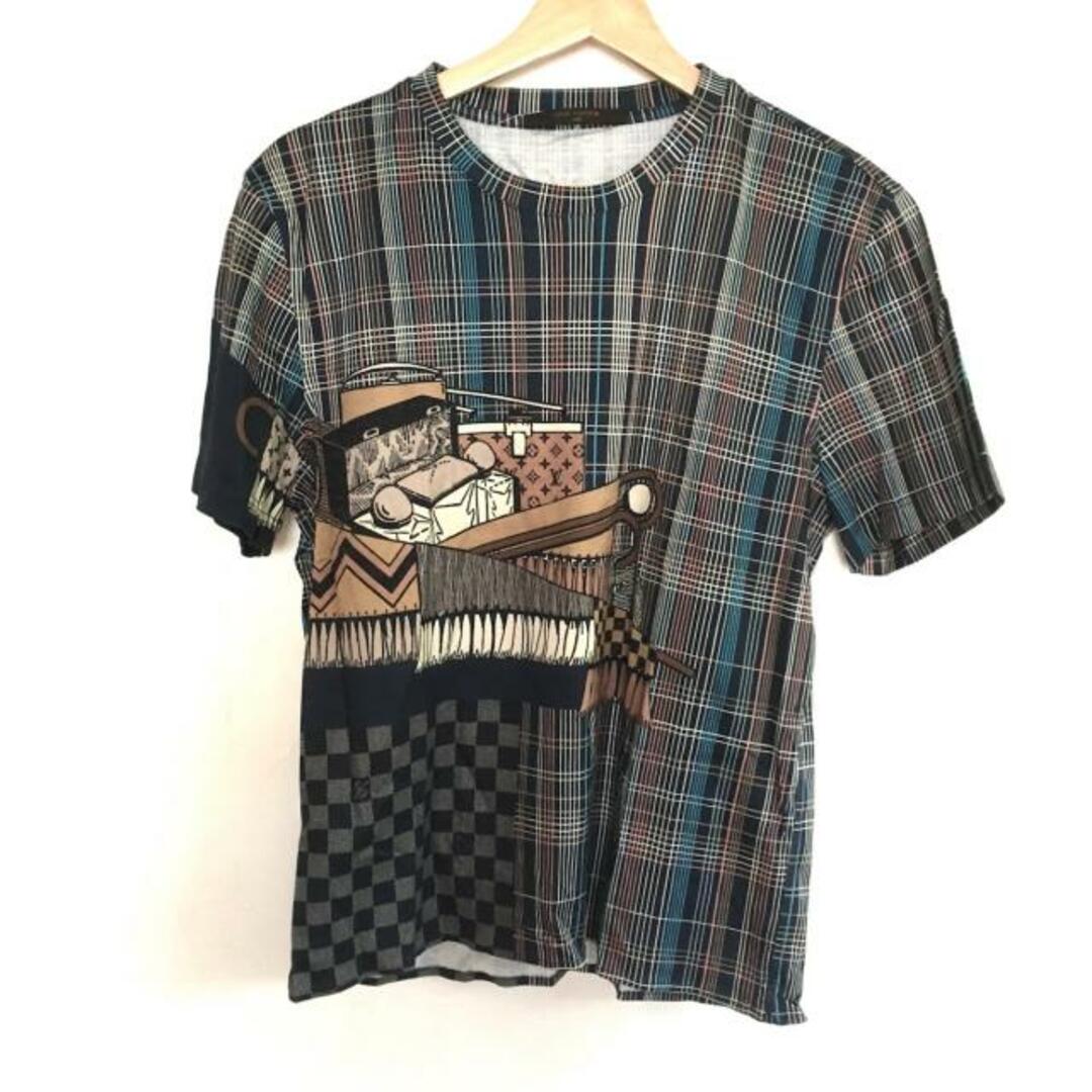 LOUIS VUITTON(ルイヴィトン)のLOUIS VUITTON(ルイヴィトン) 半袖Tシャツ サイズS レディース - RM172DPD HDY77W ダークネイビー×ベージュ×マルチ クルーネック/ダミエ柄/モノグラム柄/チェック柄 綿 レディースのトップス(Tシャツ(半袖/袖なし))の商品写真