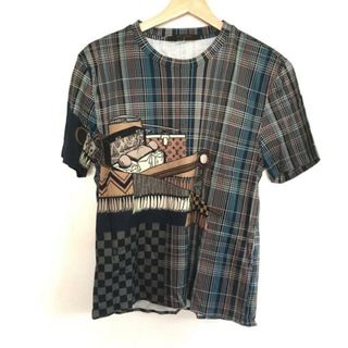 LOUIS VUITTON(ルイヴィトン) 半袖Tシャツ サイズS レディース - RM172DPD HDY77W ダークネイビー×ベージュ×マルチ クルーネック/ダミエ柄/モノグラム柄/チェック柄 綿