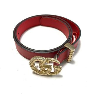 グッチ(Gucci)のGUCCI(グッチ) ベルト - 524103 レッド×ゴールド ダブルG レザー×金属素材(ベルト)