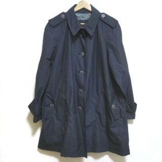 アクアスキュータム(AQUA SCUTUM)のAquascutum(アクアスキュータム) コート レディース美品  - 黒×ネイビー 長袖/チェック柄/春/秋(その他)