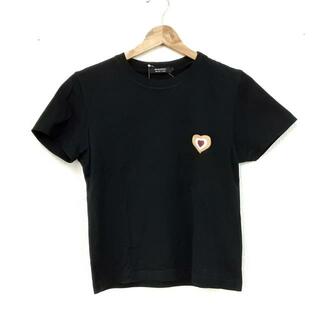 BURBERRY BLACK LABEL - Burberry Black Label(バーバリーブラックレーベル) 半袖Tシャツ サイズ1 S レディース美品  - 黒×白×マルチ クルーネック/ハート