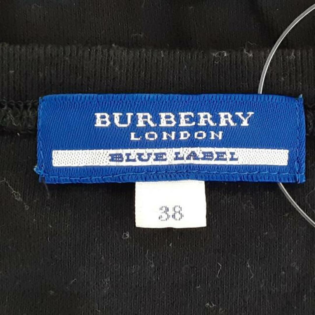 BURBERRY BLUE LABEL(バーバリーブルーレーベル)のBurberry Blue Label(バーバリーブルーレーベル) 半袖Tシャツ サイズ38 M レディース美品  - 黒×シルバー クルーネック レディースのトップス(Tシャツ(半袖/袖なし))の商品写真