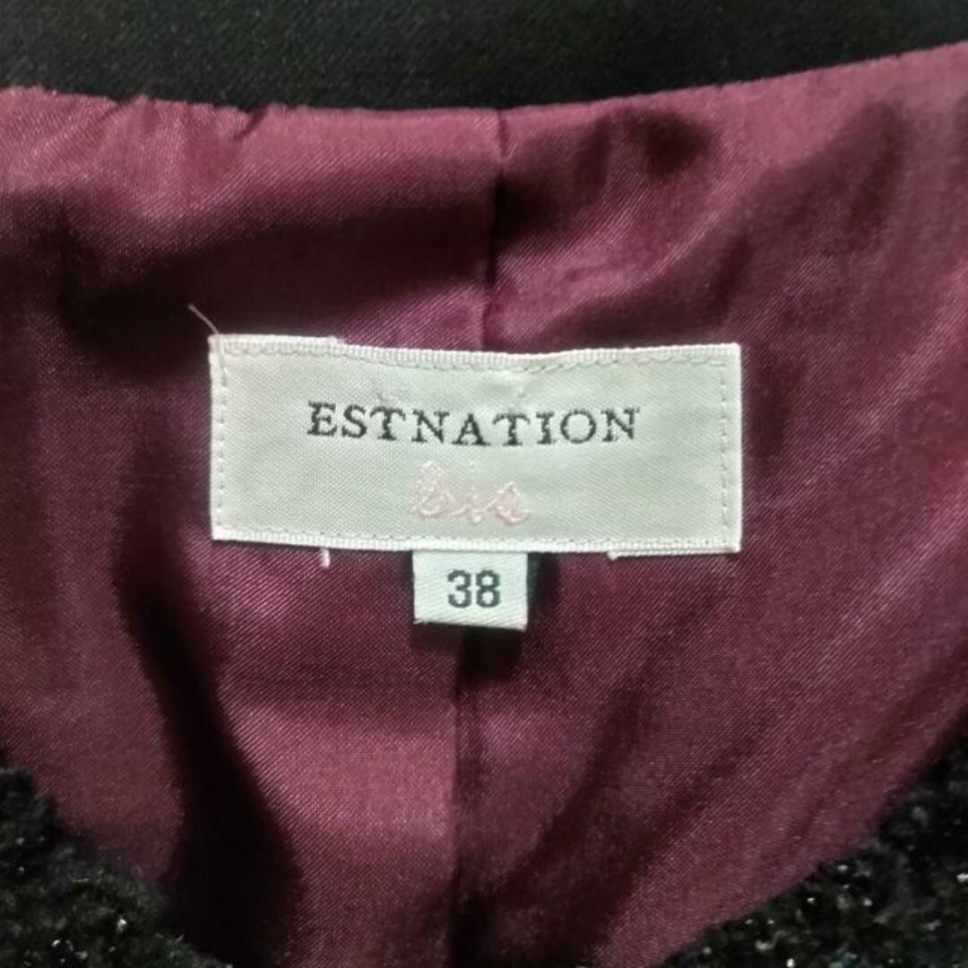 ESTNATION(エストネーション)のESTNATION(エストネーション) スカートスーツ サイズ38 M レディース美品  - 黒×アイボリー Bis/ボーダー レディースのフォーマル/ドレス(スーツ)の商品写真