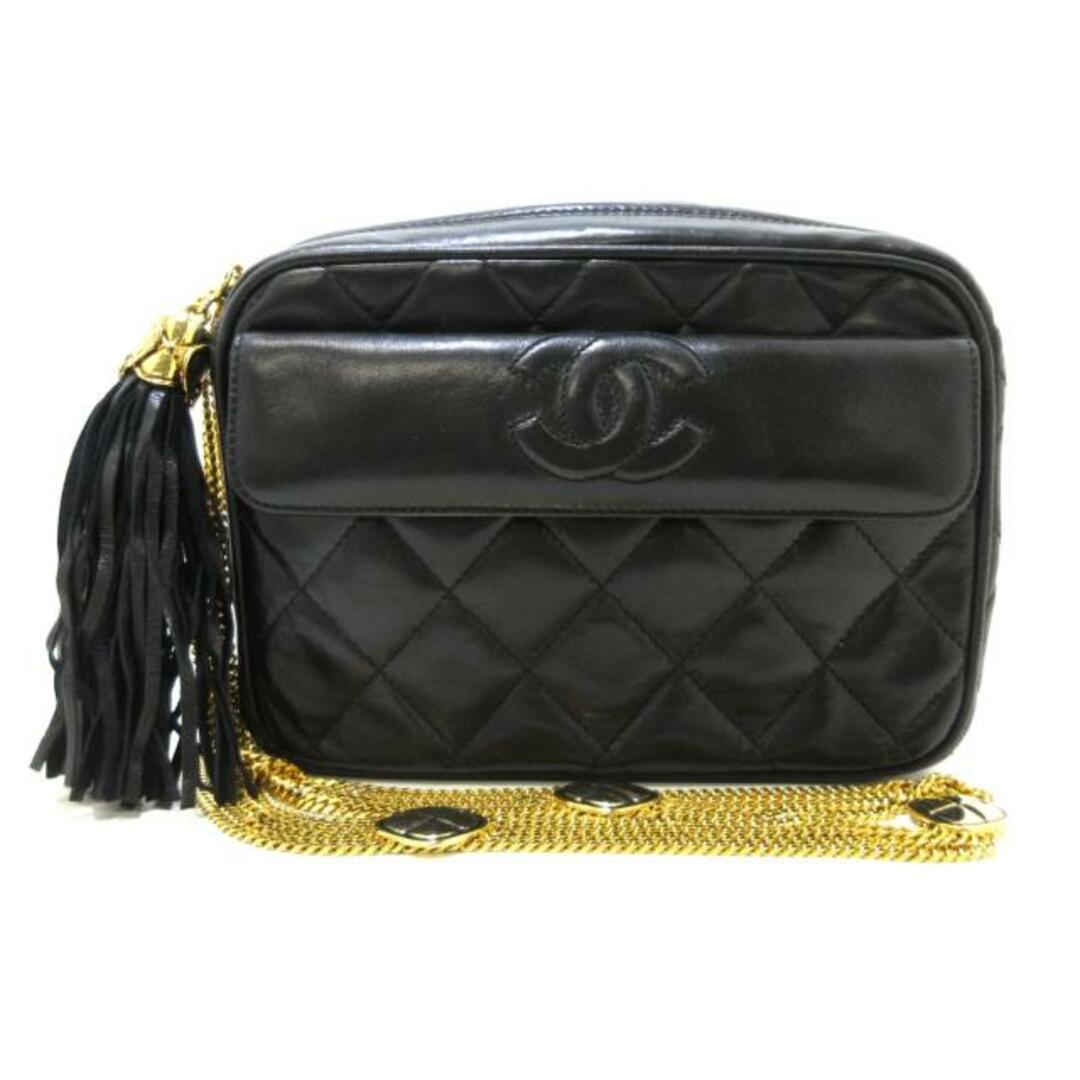 CHANEL(シャネル)のCHANEL(シャネル) ショルダーバッグ マトラッセ 黒 4連チェーンショルダー/ゴールド金具/タッセル ラムスキン レディースのバッグ(ショルダーバッグ)の商品写真