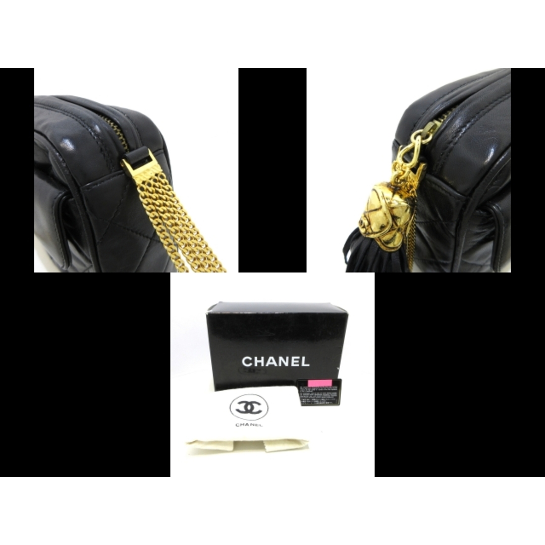 CHANEL(シャネル)のCHANEL(シャネル) ショルダーバッグ マトラッセ 黒 4連チェーンショルダー/ゴールド金具/タッセル ラムスキン レディースのバッグ(ショルダーバッグ)の商品写真