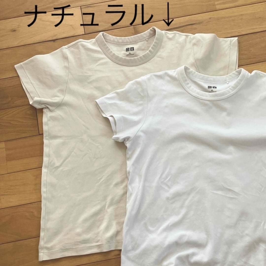 UNIQLO(ユニクロ)の白T★イエベ★ナチュラル色★ユニクロU★クルーネックTシャツ★XL★1点 レディースのトップス(Tシャツ(半袖/袖なし))の商品写真