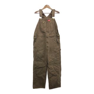 ディッキーズ(Dickies)のDickies ディッキーズ ダック ビブオーバーオール ブラウン (メンズ W36 L30) 中古 古着 Q6909(サロペット/オーバーオール)