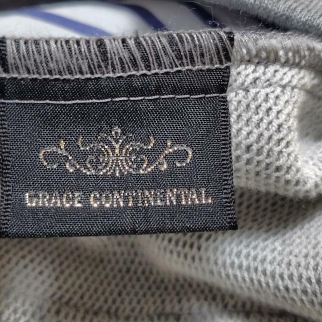 GRACE CONTINENTAL(グレースコンチネンタル)のGRACE CONTINENTAL(グレースコンチネンタル) パーカー サイズ36 S レディース - ライトグレー×白×ネイビー 長袖/ストライプ/刺繍/切替 レディースのトップス(パーカー)の商品写真