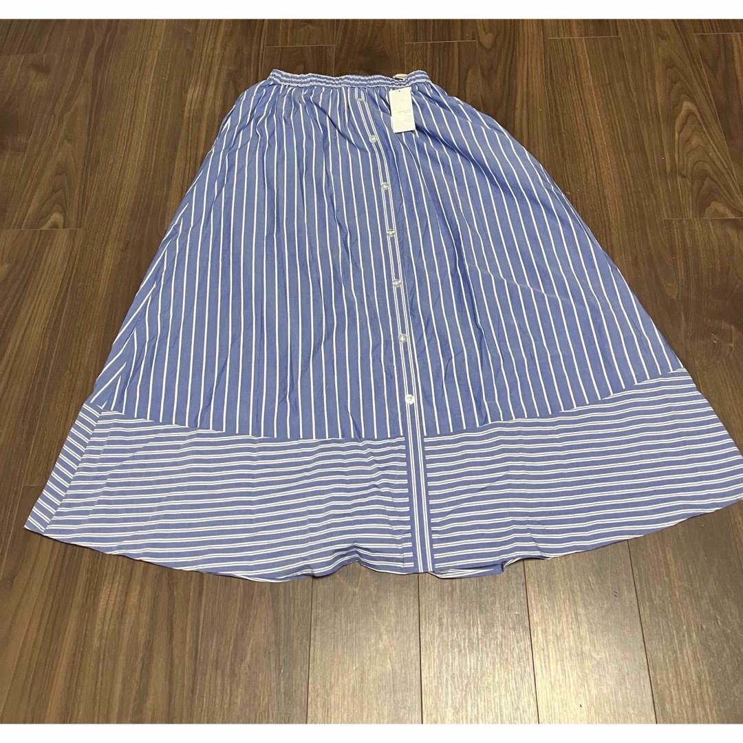 AMERICAN HOLIC フレアロングスカート　Stripe切替　青 レディースのスカート(ロングスカート)の商品写真