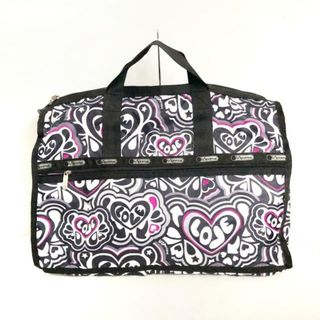 レスポートサック(LeSportsac)のLESPORTSAC(レスポートサック) ボストンバッグ - 黒×白×ピンク スター(星)/ハート/本体ロックなし レスポナイロン(ボストンバッグ)