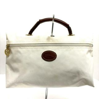 ロンシャン(LONGCHAMP)のLONGCHAMP(ロンシャン) ハンドバッグ - アイボリー×ダークブラウン ナイロン×レザー×コットン(ハンドバッグ)