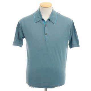 ジョンスメドレー(JOHN SMEDLEY)の【中古】ジョンスメドレー JOHN SMEDLEY コットン ボーダー ポロニット ライトブルーxウォームグレー【サイズS】【メンズ】(ニット/セーター)