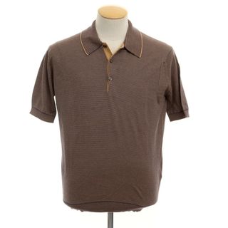 ジョンスメドレー(JOHN SMEDLEY)の【中古】ジョンスメドレー JOHN SMEDLEY コットン ボーダー ポロニット ブラウンベージュ系xネイビー【サイズS】【メンズ】(ニット/セーター)