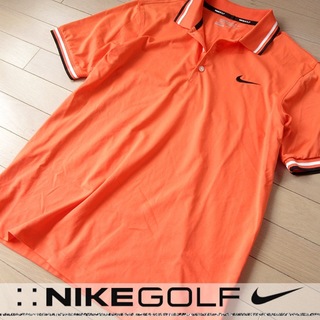 ナイキ(NIKE)の美品 L ナイキゴルフ NIKE GOLF メンズ 半袖ポロシャツ オレンジ(ウエア)