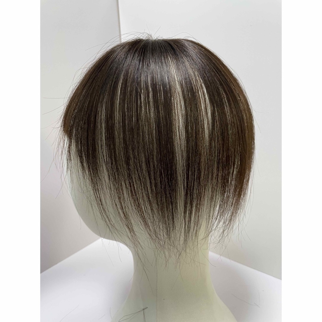 前髪ウィッグ人毛100%ヘアピース部分ウィッグ頭頂部エアリー　ダークブラウン レディースのウィッグ/エクステ(前髪ウィッグ)の商品写真