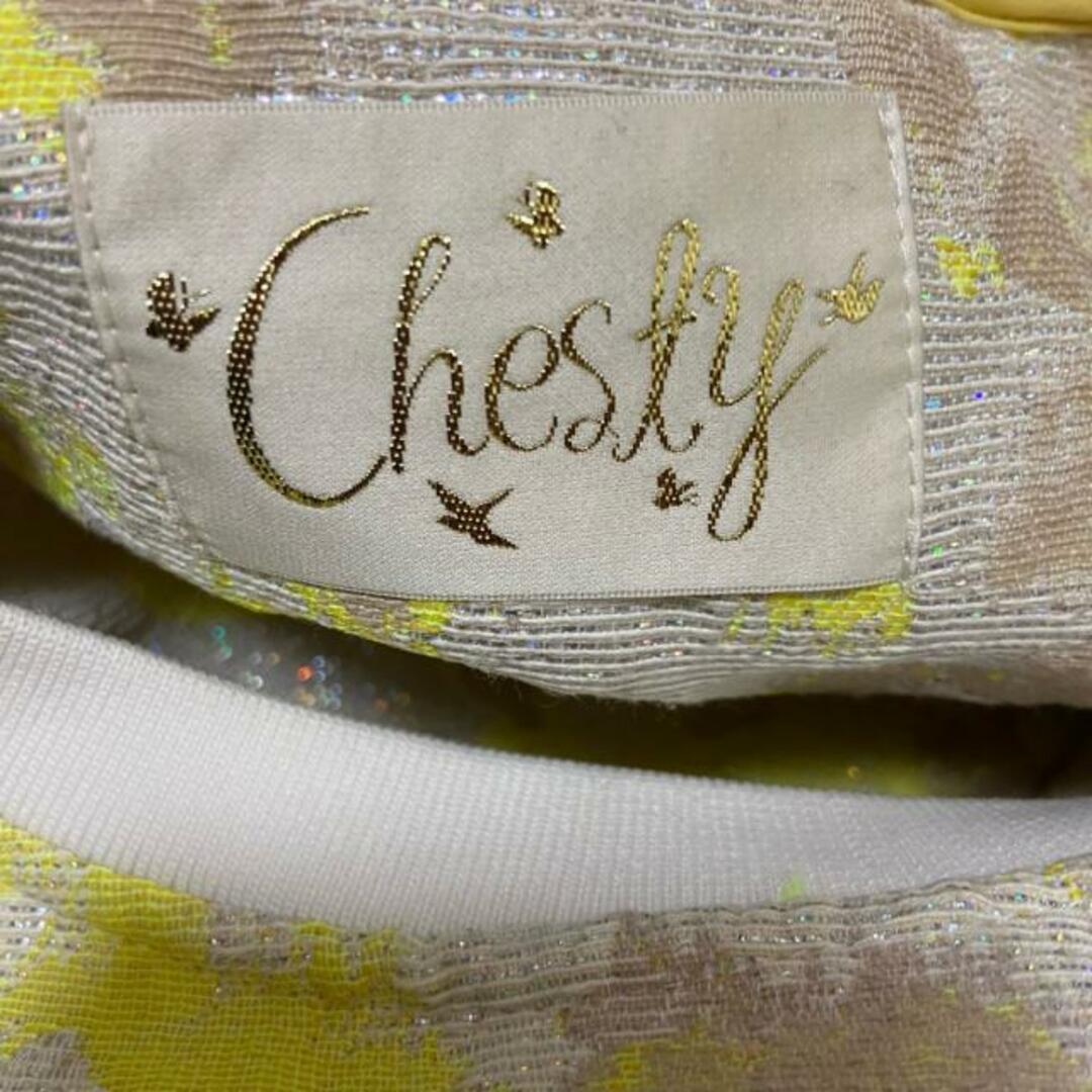 Chesty(チェスティ)のChesty(チェスティ) トレーナー サイズ0 XS レディース - アイボリー×イエロー×ベージュ 長袖/裾ジップ/ラメ レディースのトップス(トレーナー/スウェット)の商品写真