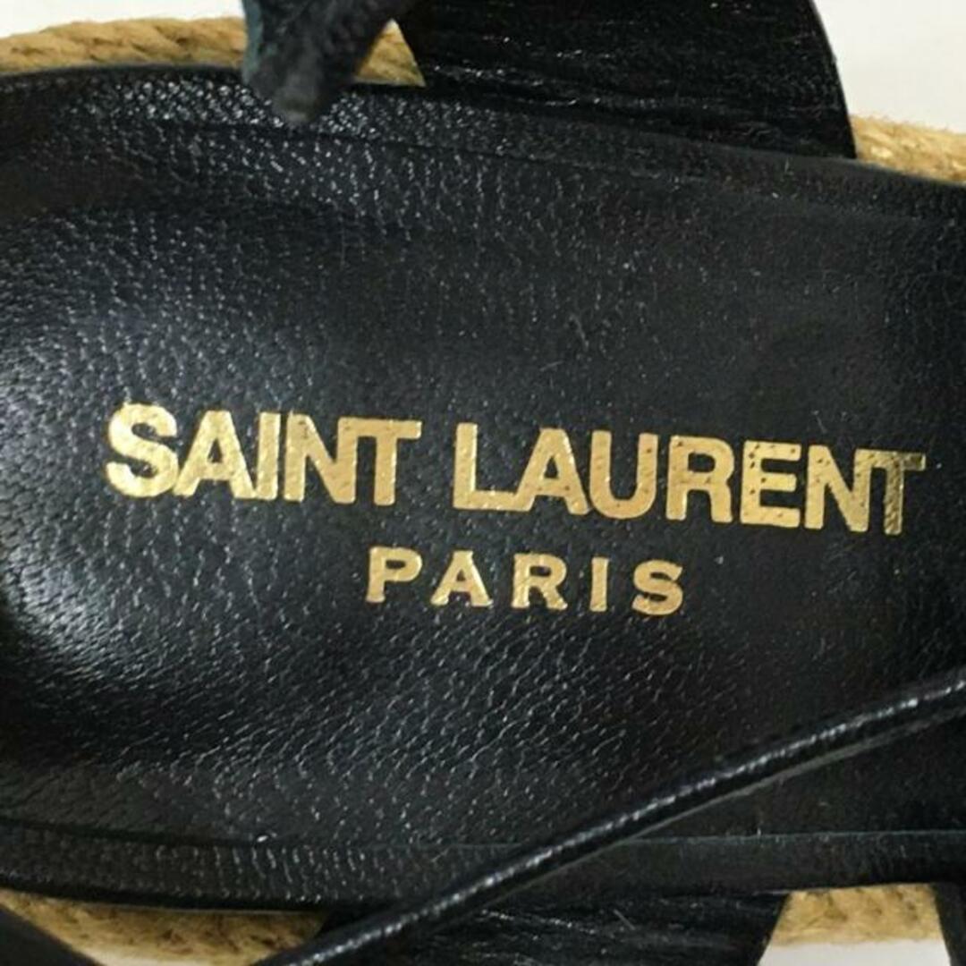 SAINT LAURENT PARIS(サンローランパリ) サンダル 38 レディース - 416424 黒 エスパドリーユ/レースアップ/ウェッジソール ヌバック×レザー レディースの靴/シューズ(サンダル)の商品写真