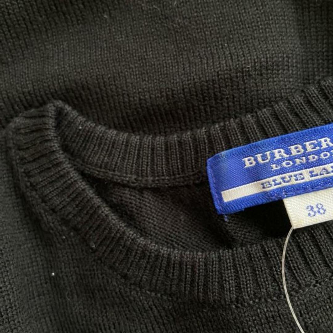 BURBERRY BLUE LABEL(バーバリーブルーレーベル)のBurberry Blue Label(バーバリーブルーレーベル) 半袖セーター サイズ38 M レディース 黒 クルーネック レディースのトップス(ニット/セーター)の商品写真