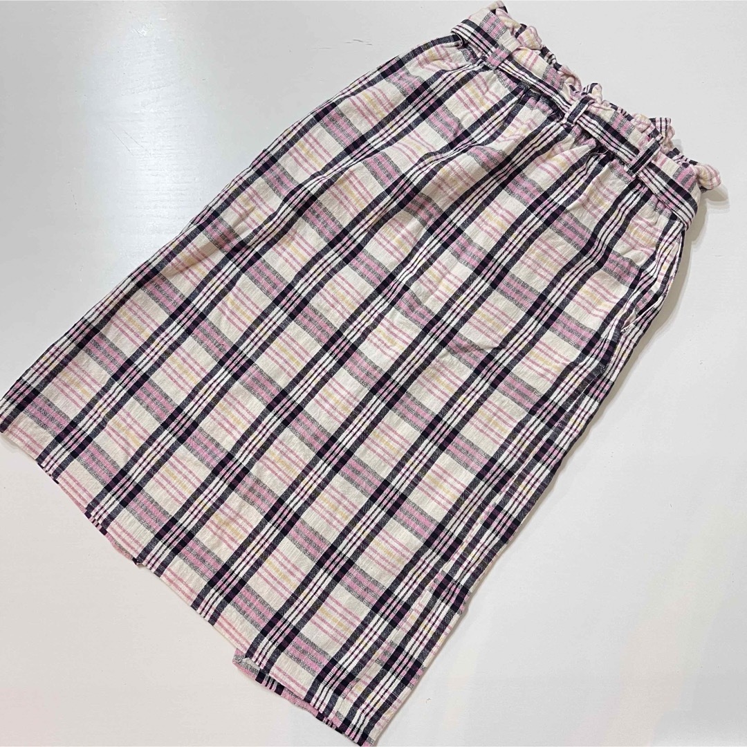 ZARA(ザラ)のZARA ザラ　スカート　チェック　ピンク　XSサイズ　レディース　リボン レディースのスカート(ロングスカート)の商品写真