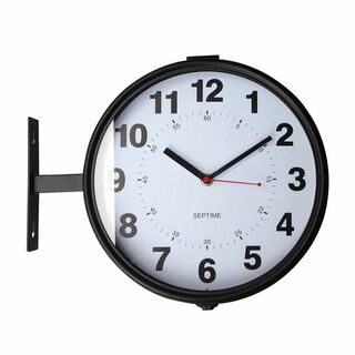 【色: ブラック】両面時計 壁掛け 時計 オシャレ 壁 屋外 時計 ダブルフェイ(置時計)